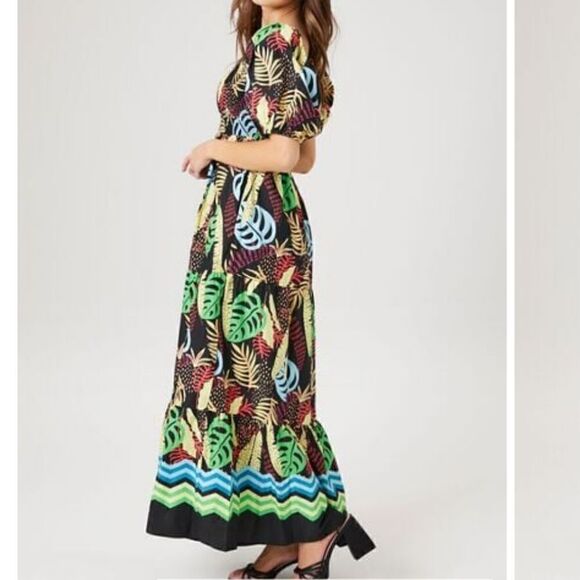 Forever 21 ,Tropican Print Cotton  Maxi Dress - Picture 3 of 7